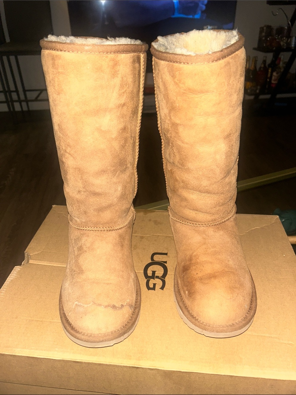 UGG Tall Shearling-Lined Suede Boots - Chestnut Tan